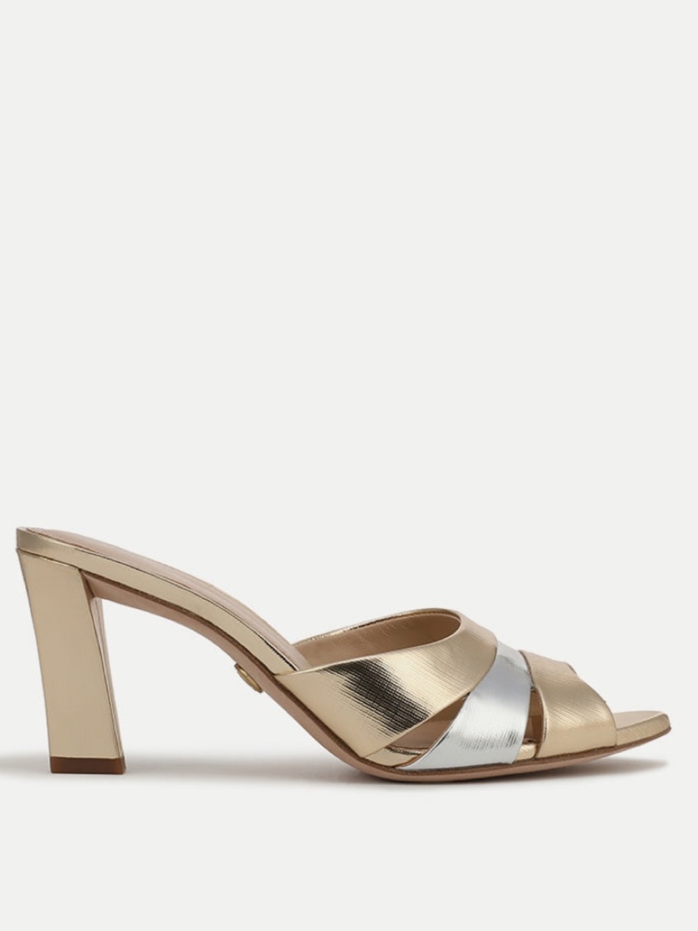New Veronica Beard Cassiel Metallic Slide Sandal Gold Silver Sz 9
